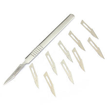 Load image into Gallery viewer, 10pcs #11 Carbon Steel Surgical Scalpel Blades + 1pc #3 Handle
