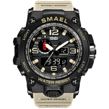 Load image into Gallery viewer, SMAEL Watches For Men 50M Waterproof Clock Alarm reloj hombre 1545D Dual Display Wristwatch Quartz Military Watch Sport New Mens
