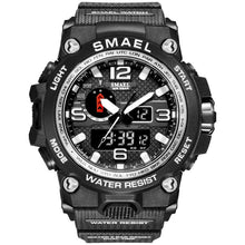 Load image into Gallery viewer, SMAEL Watches For Men 50M Waterproof Clock Alarm reloj hombre 1545D Dual Display Wristwatch Quartz Military Watch Sport New Mens