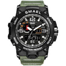 Load image into Gallery viewer, SMAEL Watches For Men 50M Waterproof Clock Alarm reloj hombre 1545D Dual Display Wristwatch Quartz Military Watch Sport New Mens