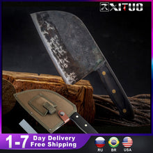 Load image into Gallery viewer, XITUO Full Tang Chef Knife Handmade Forged High-carbon Clad Steel Kitchen Knives Cleaver Filleting Slicing Broad Butcher knife