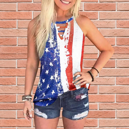 Ladies Print T-Shirt Gradient T-Shirt Sleeveless