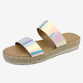 Women Double Gradient Color Strap Comfy Non Slip Espadrille Platform Sandals