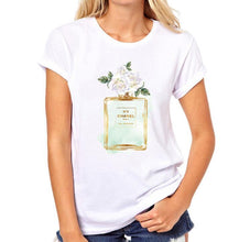 Load image into Gallery viewer, T-shirt Woman Paris Perfume Bottle Sunflower T Shirt Casual Hipster T Shirt Summer Clothes For Women
