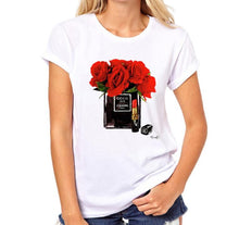 Load image into Gallery viewer, T-shirt Woman Paris Perfume Bottle Sunflower T Shirt Casual Hipster T Shirt Summer Clothes For Women
