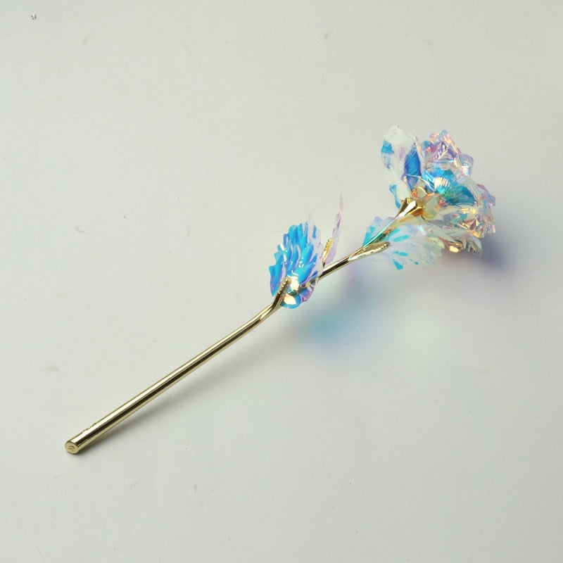 Valentine's Day Creative Gift 24K Foil Plated Rose Gold Rose Lasts Forever Love Wedding Decor Lover Lighting Rose Drop Shipping