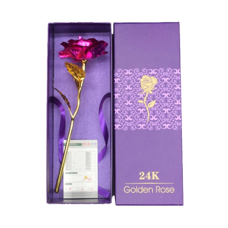 Valentine's Day Creative Gift 24K Foil Plated Rose Gold Rose Lasts Forever Love Wedding Decor Lover Lighting Rose Drop Shipping