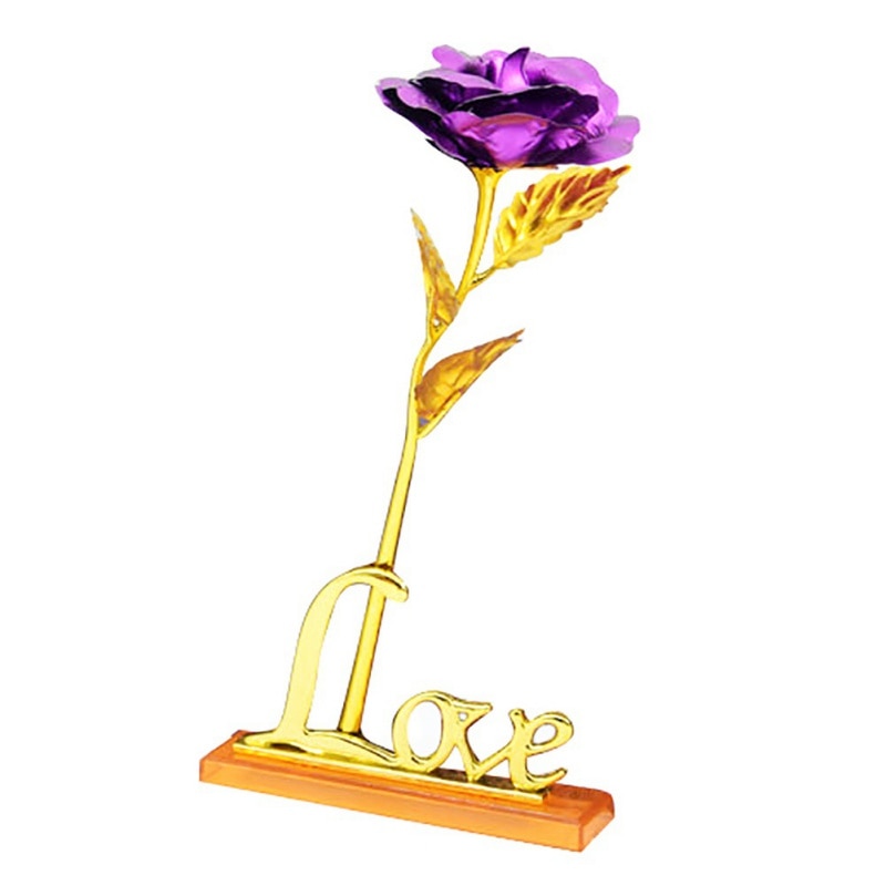 Valentine's Day Creative Gift 24K Foil Plated Rose Gold Rose Lasts Forever Love Wedding Decor Lover Lighting Rose Drop Shipping