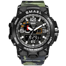 Load image into Gallery viewer, SMAEL Watches For Men 50M Waterproof Clock Alarm reloj hombre 1545D Dual Display Wristwatch Quartz Military Watch Sport New Mens
