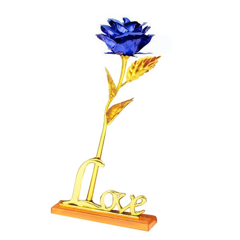 Valentine's Day Creative Gift 24K Foil Plated Rose Gold Rose Lasts Forever Love Wedding Decor Lover Lighting Rose Drop Shipping