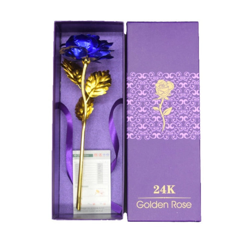 Valentine's Day Creative Gift 24K Foil Plated Rose Gold Rose Lasts Forever Love Wedding Decor Lover Lighting Rose Drop Shipping