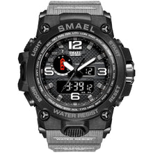 Load image into Gallery viewer, SMAEL Watches For Men 50M Waterproof Clock Alarm reloj hombre 1545D Dual Display Wristwatch Quartz Military Watch Sport New Mens
