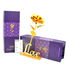 Load image into Gallery viewer, Valentine's Day Creative Gift 24K Foil Plated Rose Gold Rose Lasts Forever Love Wedding Decor Lover Lighting Rose Drop Shipping
