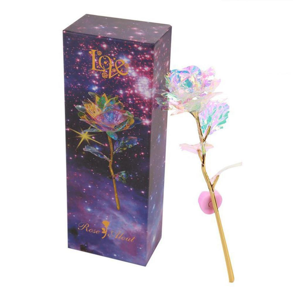Valentine's Day Creative Gift 24K Foil Plated Rose Gold Rose Lasts Forever Love Wedding Decor Lover Lighting Rose Drop Shipping
