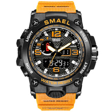 Load image into Gallery viewer, SMAEL Watches For Men 50M Waterproof Clock Alarm reloj hombre 1545D Dual Display Wristwatch Quartz Military Watch Sport New Mens
