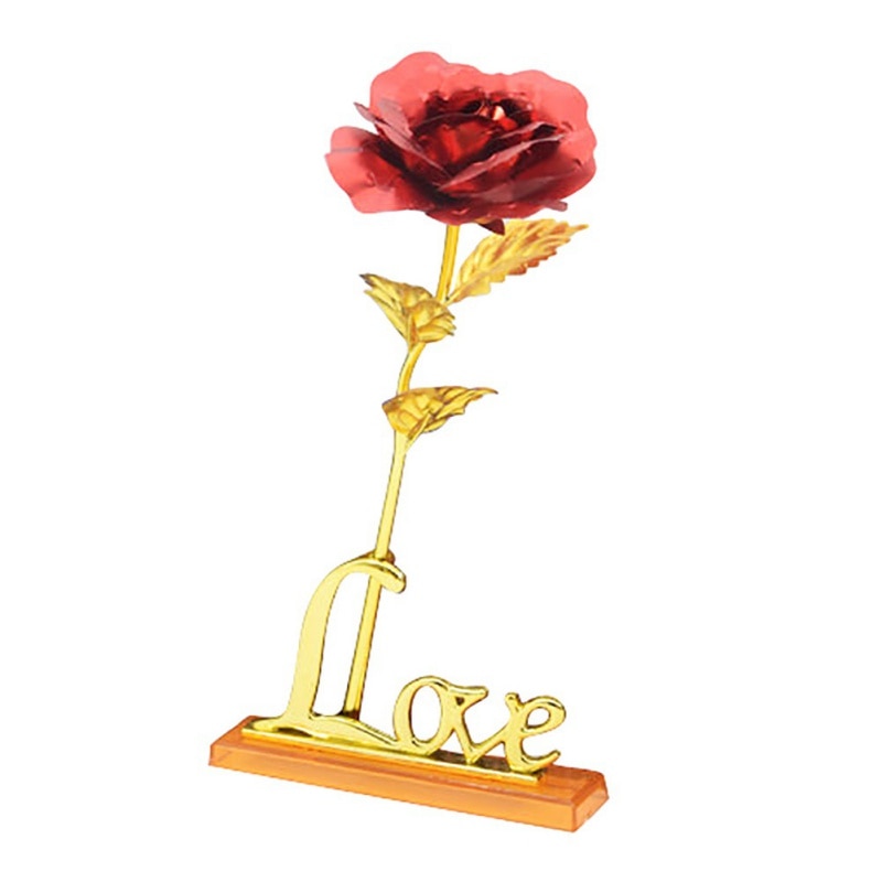 Valentine's Day Creative Gift 24K Foil Plated Rose Gold Rose Lasts Forever Love Wedding Decor Lover Lighting Rose Drop Shipping