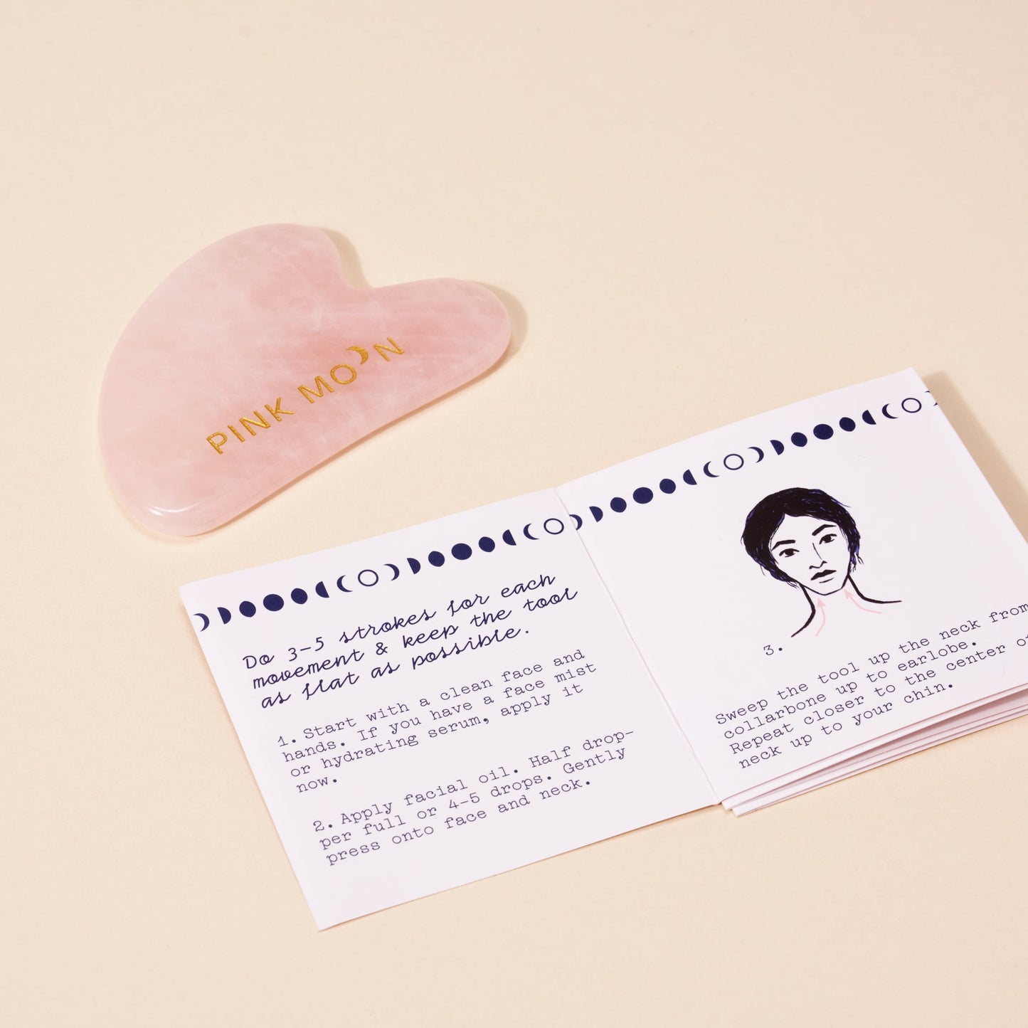 Rose Quartz Gua Sha Facial Tool - Pink Moon - Pink Moon