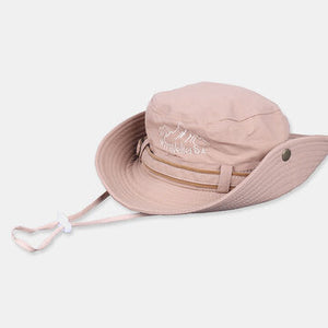 Mens Cotton Embroidery Bucket Hat Outdoor Fishing Hat Climbing Mesh Breathable Sunshade Cap