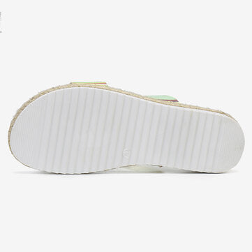 Women Double Gradient Color Strap Comfy Non Slip Espadrille Platform Sandals