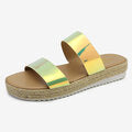 Women Double Gradient Color Strap Comfy Non Slip Espadrille Platform Sandals